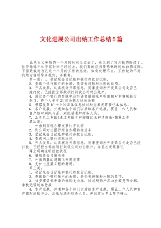 文化发展公司出纳工作总结5篇