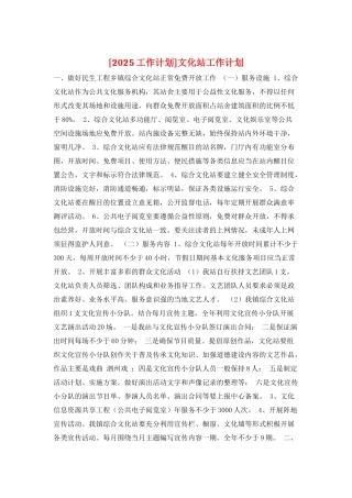 文化站工作计划