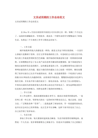 文员试用期的工作总结范文