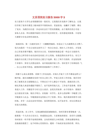 文员顶岗实习报告3000字3