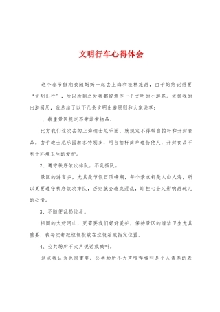 文明行车心得体会