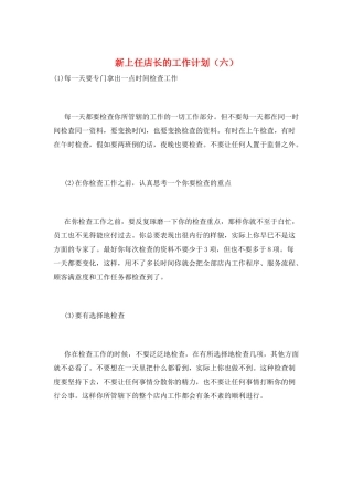 新上任店长的工作计划(六)
