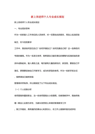 新上岗教师个人专业成长规划