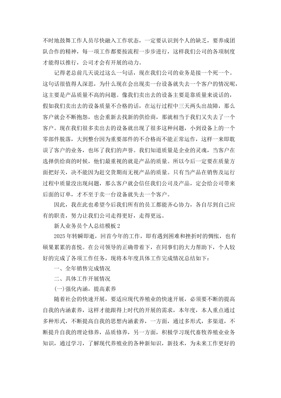 新人业务员个人总结模板_第2页