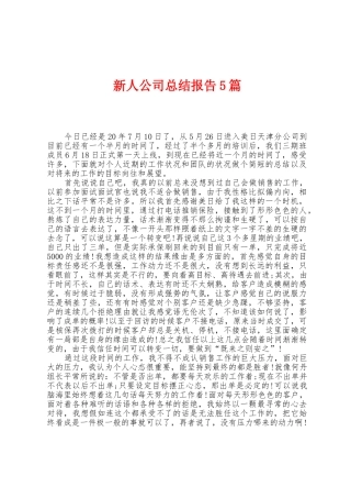 新人公司总结报告5篇