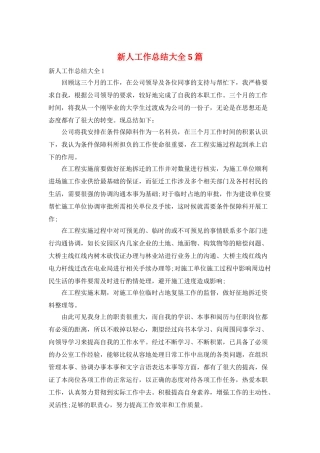 新人工作总结大全5篇