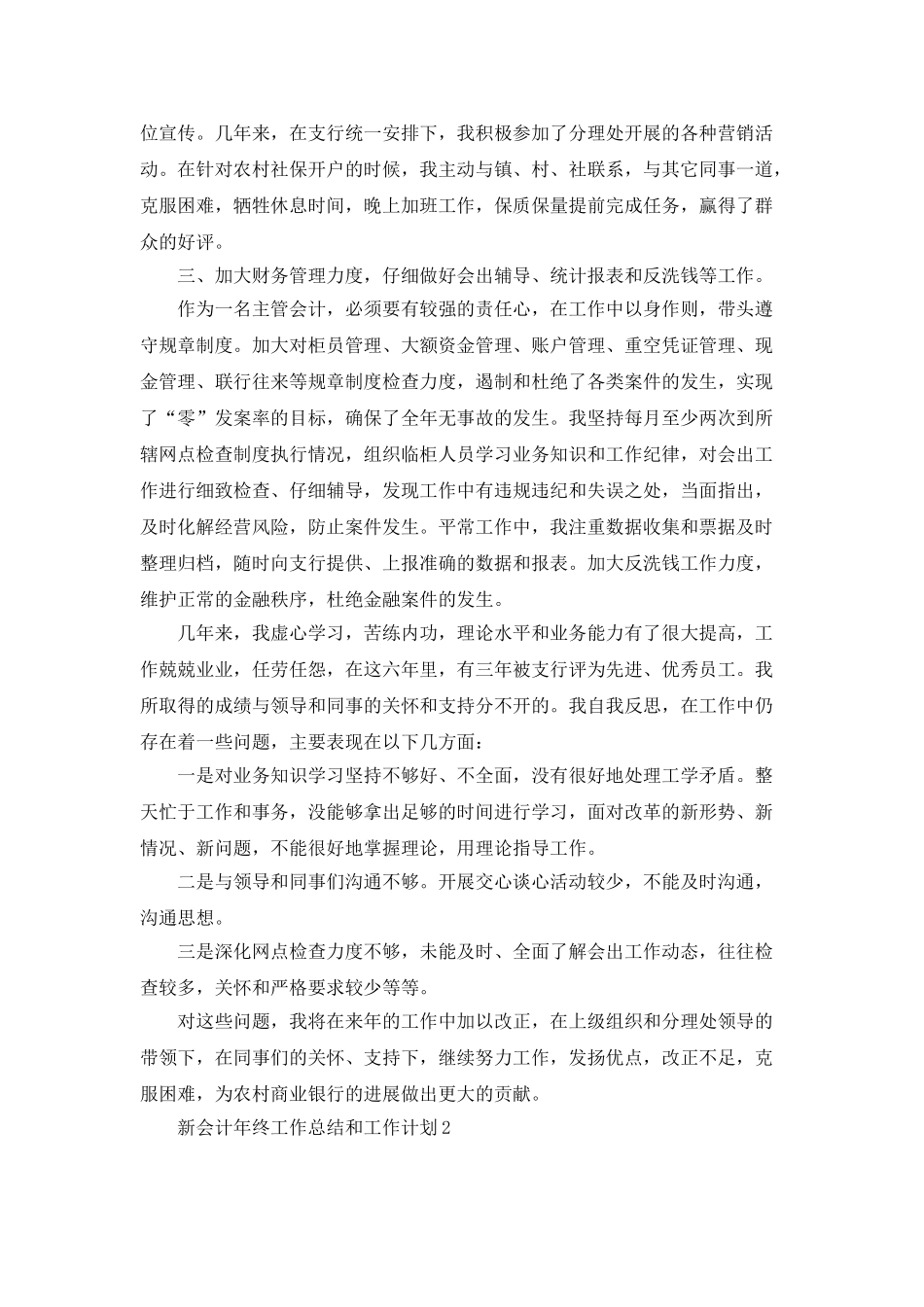 新会计年终工作总结和工作计划_第2页
