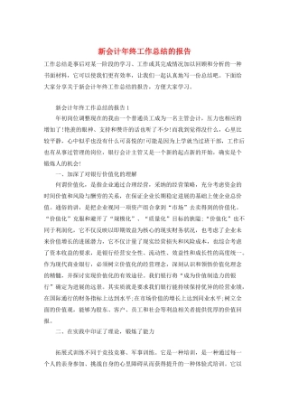 新会计年终工作总结的报告