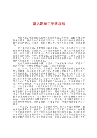 新入职员工年终总结