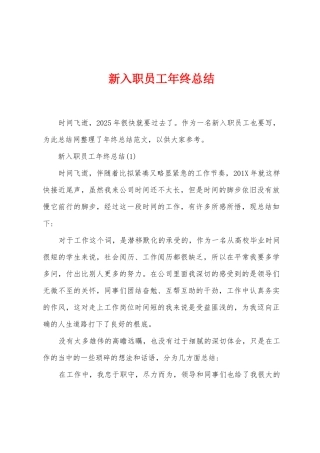 新入职员工年终总结
