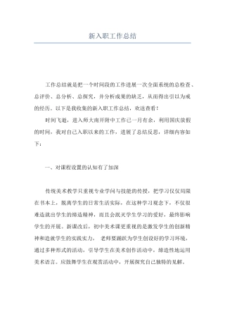 新入职工作总结