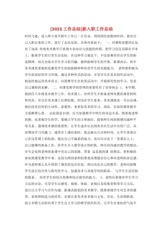 新入职工作总结2