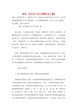 新初一班主任工作计划精选