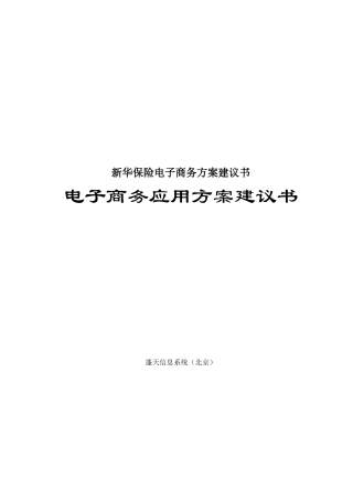 新华保险电子商务方案建议书
