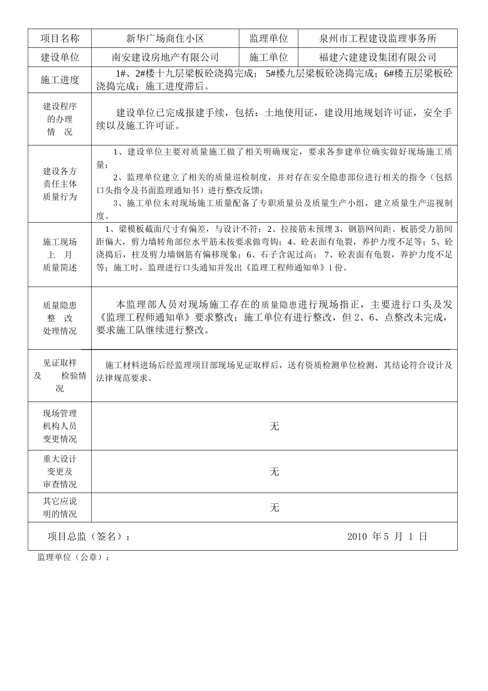 新华广场商住小区工程安全监理报告_第2页