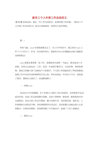 新员工个人年度工作总结范文