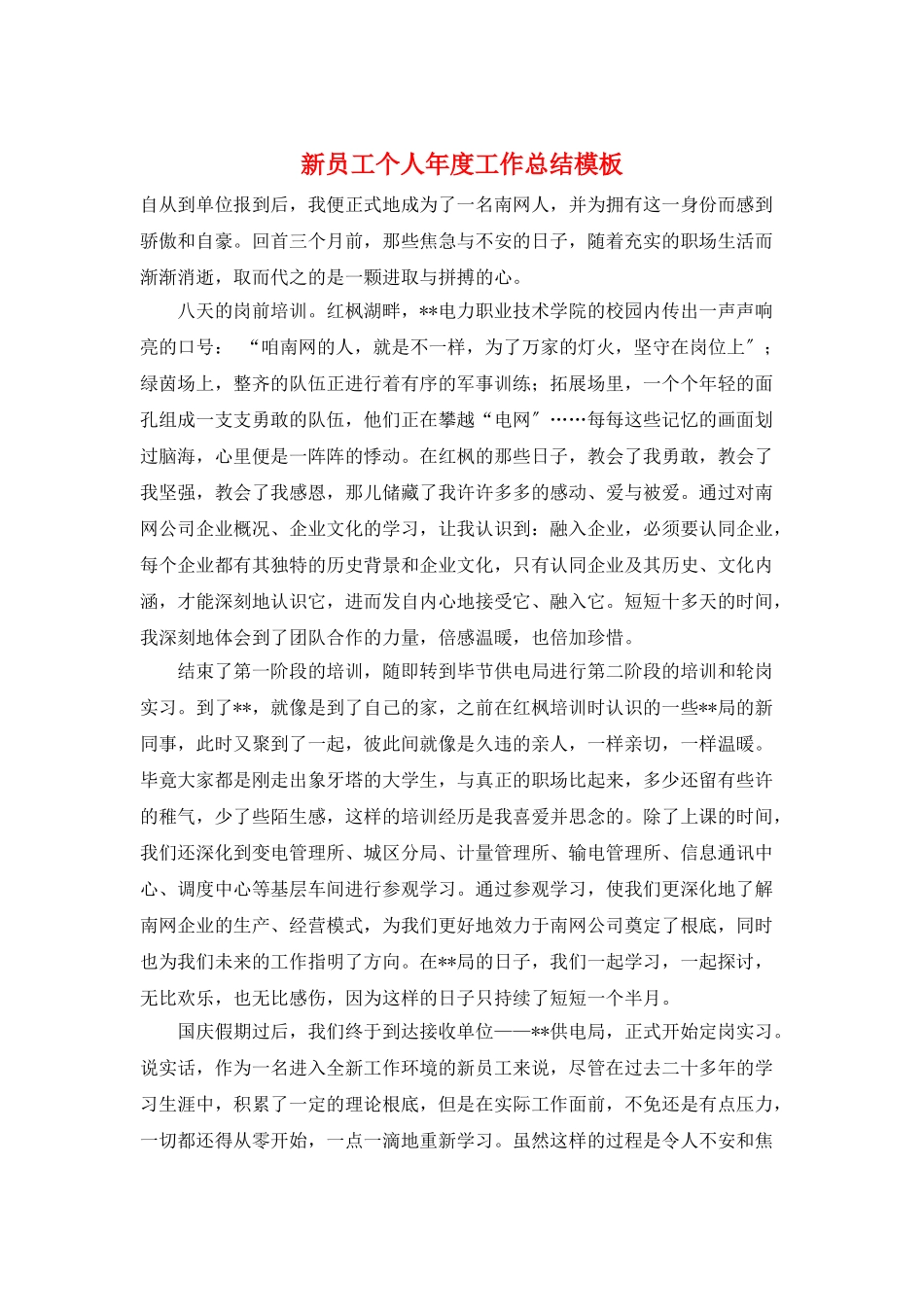 新员工个人年度工作总结模板_第1页