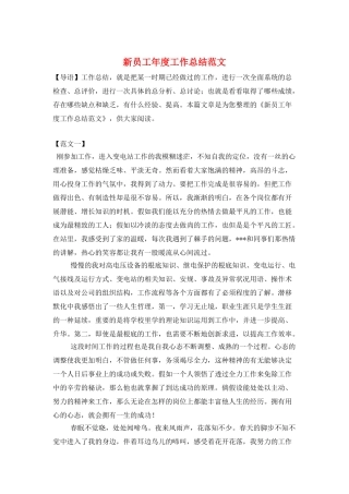 新员工年度工作总结范文