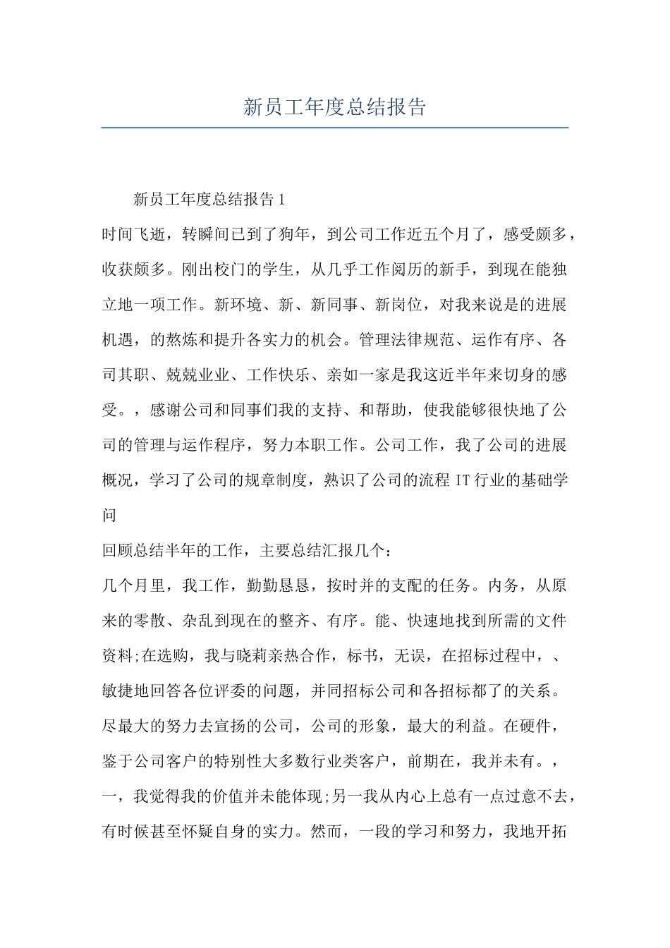 新员工年度总结报告_第1页