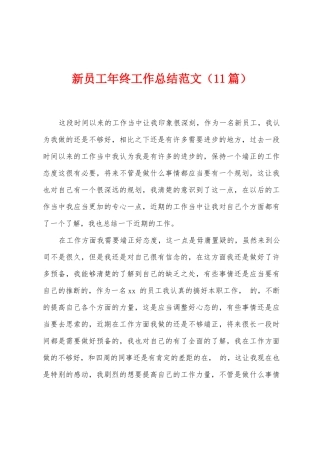 新员工年终工作总结范文
