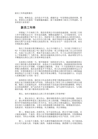 新员工年终述职报告