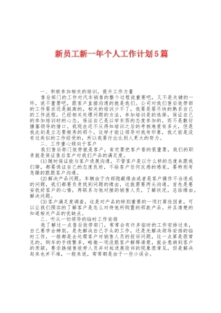 新员工新一年个人工作计划5篇