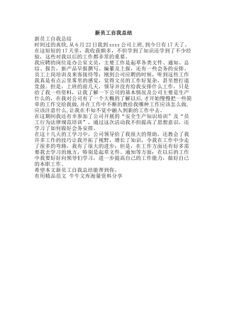 新员工自我总结-精品范文资料