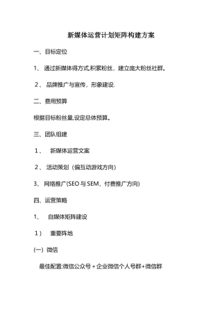 新媒体运营计划矩阵构建方案