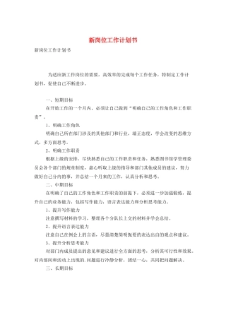 新岗位工作计划书