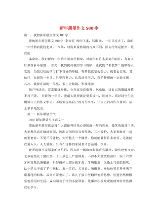 新年愿望作文500字