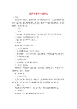 新护士培训计划范文