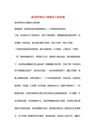 新教师培训心得破冰之旅有感