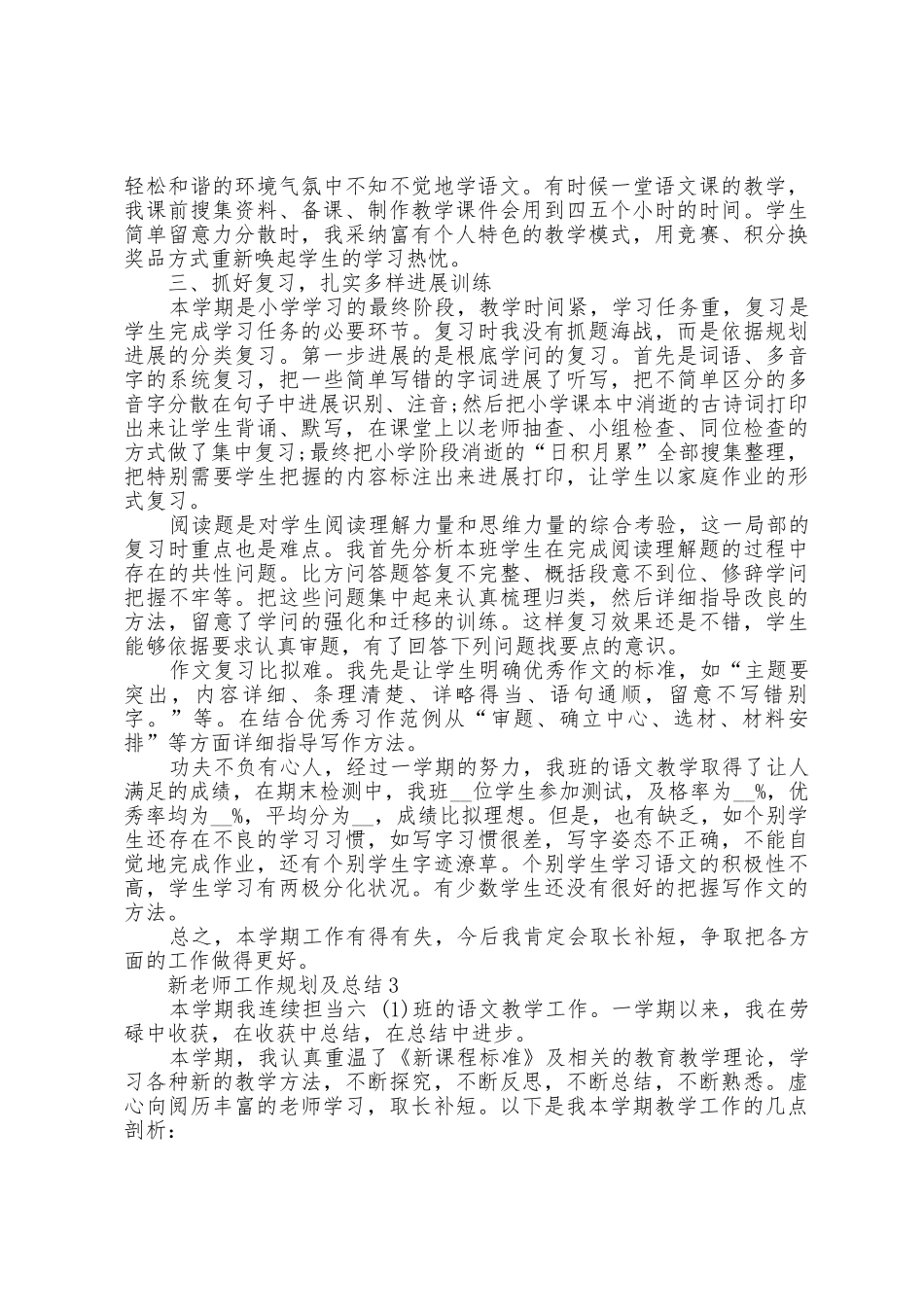 新教师工作计划及总结5篇_第3页