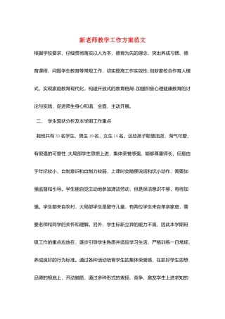 新教师教学工作计划范文
