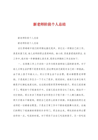 新教师阶段个人总结