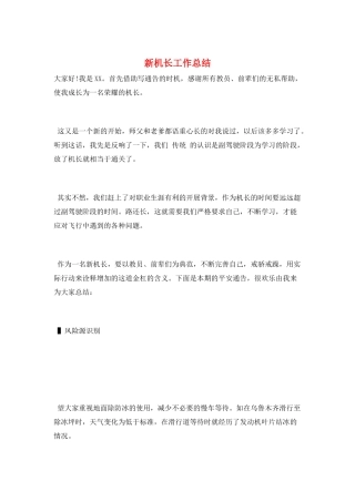 新机长工作总结