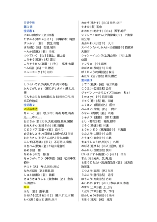 新版标准日本语中级单词