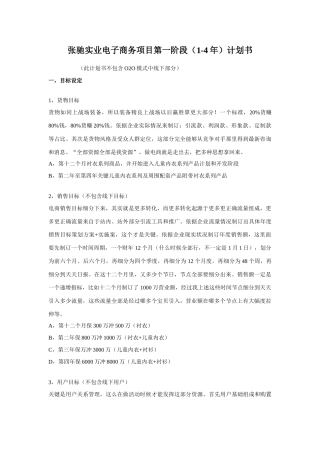 新版电子商务综合项目专题计划书