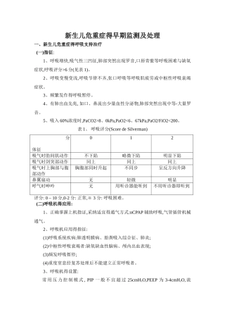 新生儿危重症得早期监测及处理