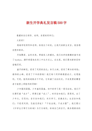 新生开学典礼发言稿500字