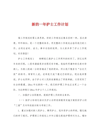 新的一年护士工作计划