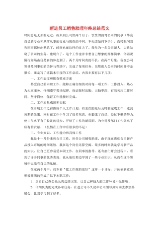 新进员工销售助理年终总结范文