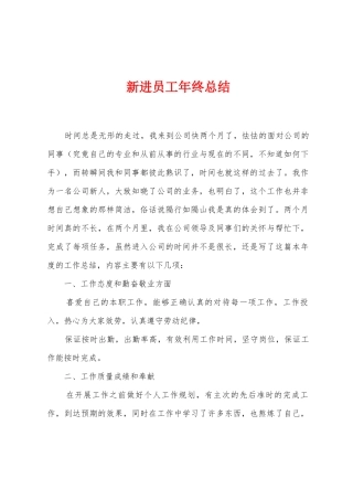 新进员工年终总结