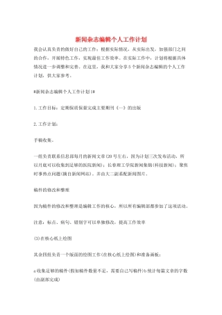 新闻杂志编辑个人工作计划