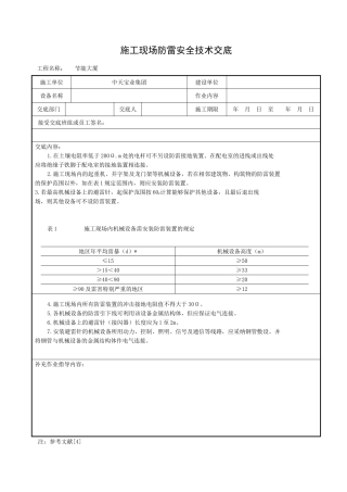 施工现场防雷安全技术交底