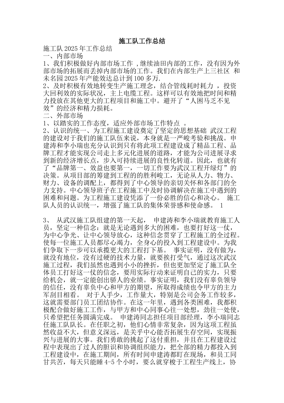 施工队工作总结-精品范文资料_第1页