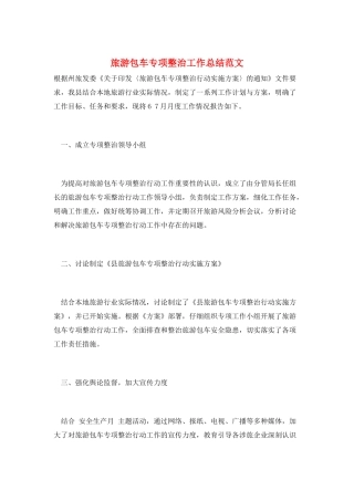 旅游包车专项整治工作总结范文