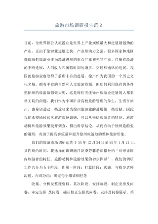 旅游市场调研报告范文