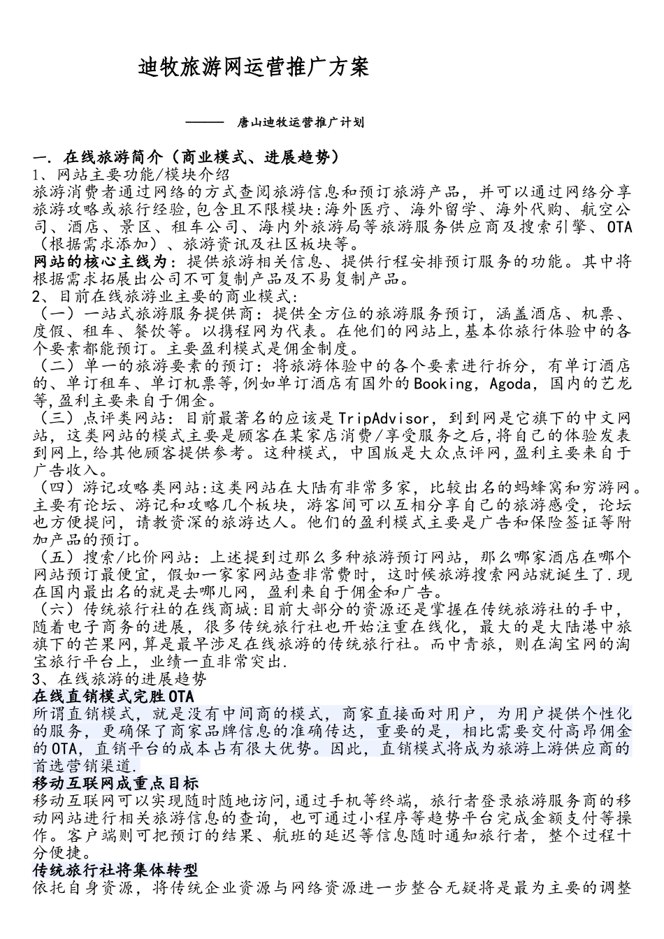 旅游网站运营推广方案_第1页
