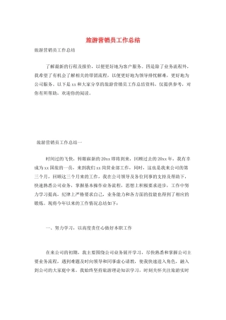 旅游营销员工作总结